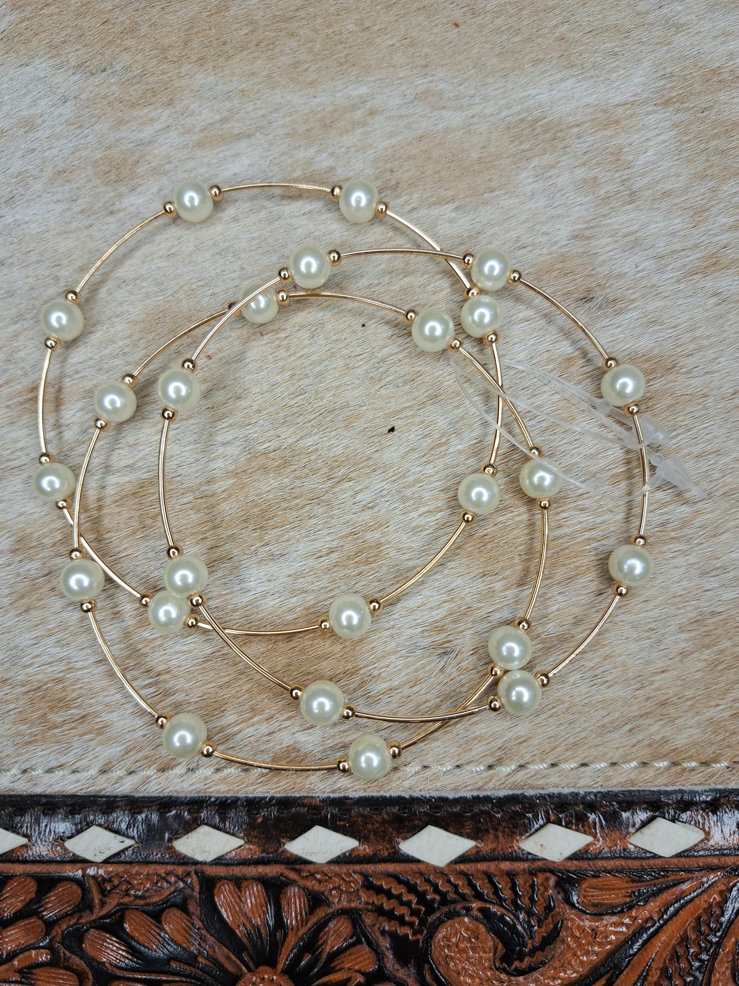Pearl & Gold 3 Piece Bracelet