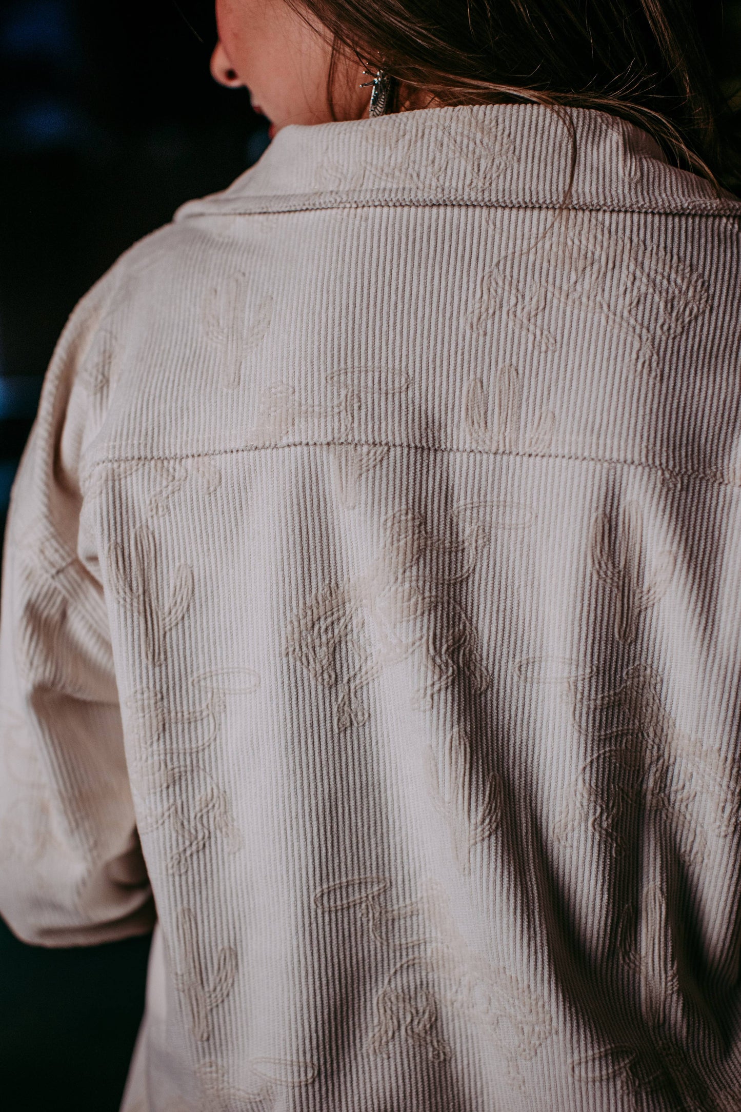 Embroidery Button Down Shacket