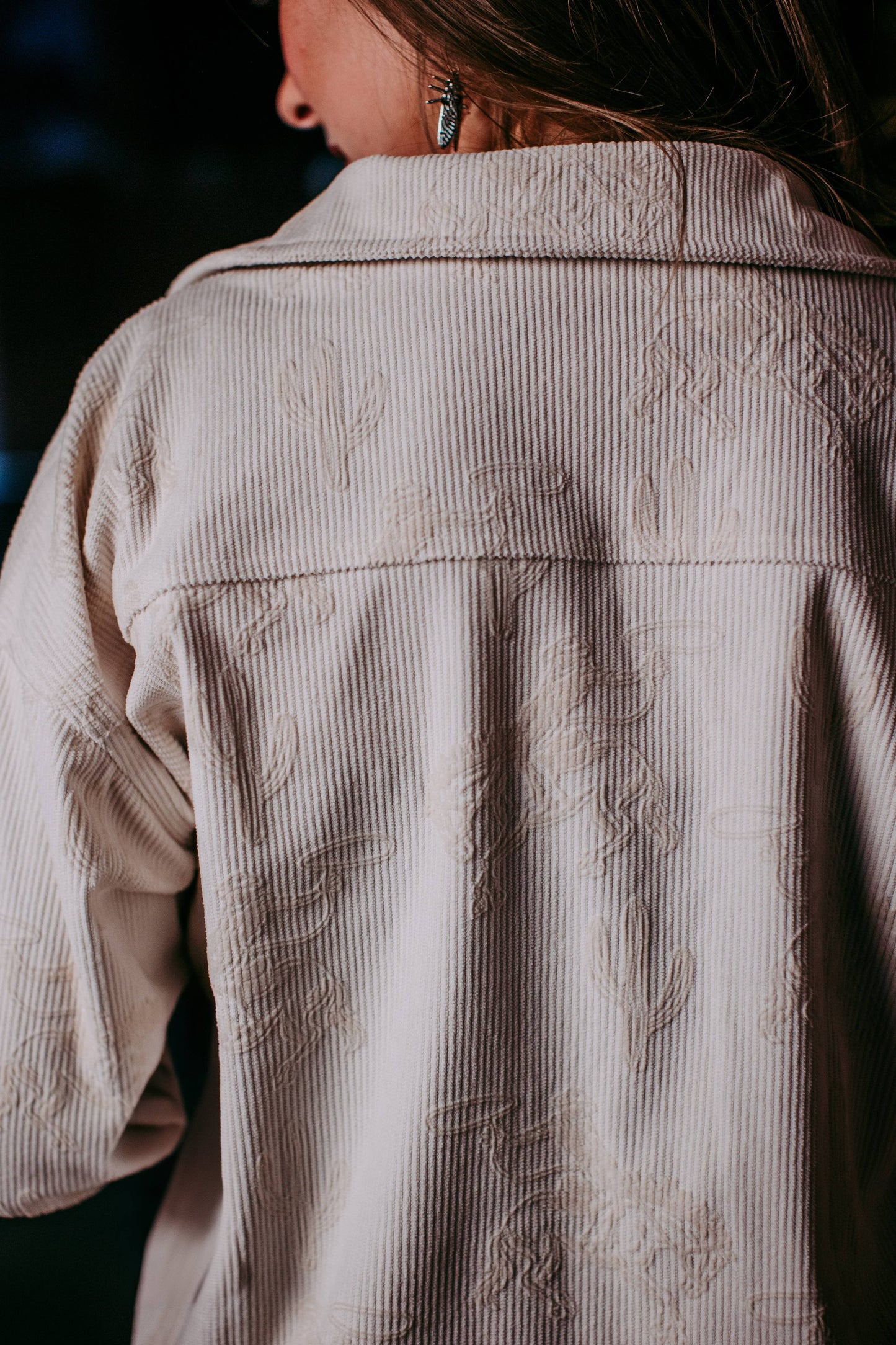 Embroidery Button Down Shacket