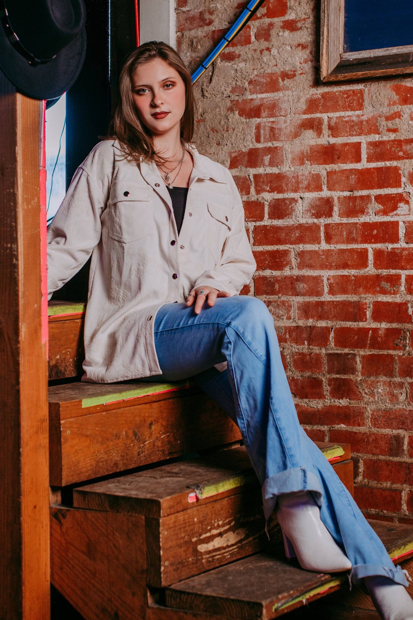 Embroidery Button Down Shacket