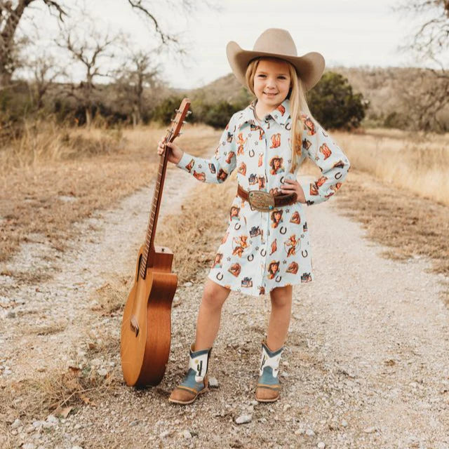 Shea Baby Blue Vintage Cowgirl Dress
