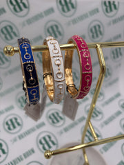 Canva Quincy Horsebit Sculpted Enamel Hinge Bangle