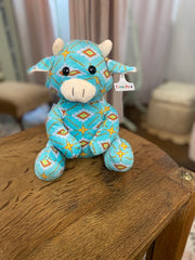 Cow Farm Pal Plush Toy: Teal Aztec