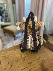 Cow Farm Pal Plush Backpack: Green Aztec