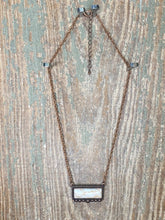 White Stone Bar Necklace Bronze