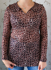 Collar Lace Top Cheetah