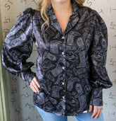 Satin Black Western Things Blouse
