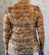 Taupe Cowboy Mesh Top