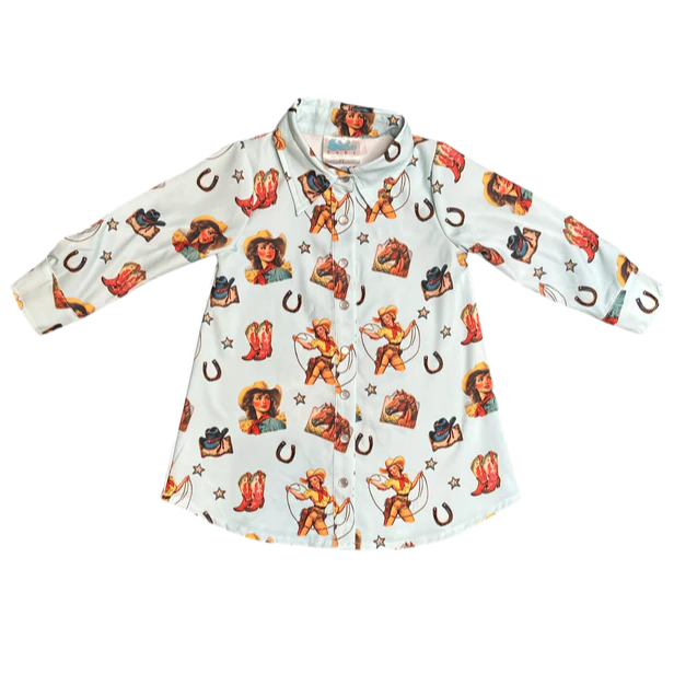 Shea Baby Blue Vintage Cowgirl Dress