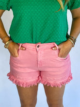 Pink Mid Rise Denim Shorts