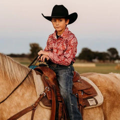 Maroon Paisley LS Pearl Snap- Shea Baby