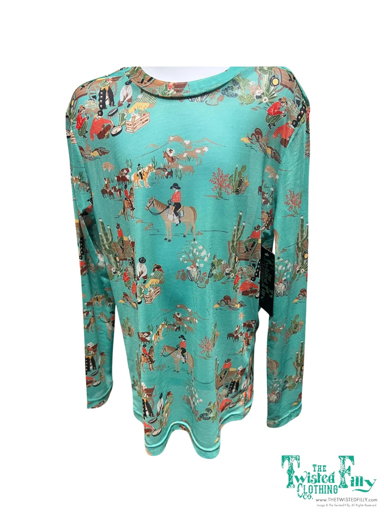 Turquoise Wagon Youth Mesh Top