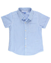Rugged Butts Boys Cornflower Blue Gingham Short Sleeve Button Down Shirt