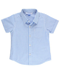 Rugged Butts Boys Cornflower Blue Gingham Short Sleeve Button Down Shirt