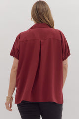 Short Sleeve Split Collar