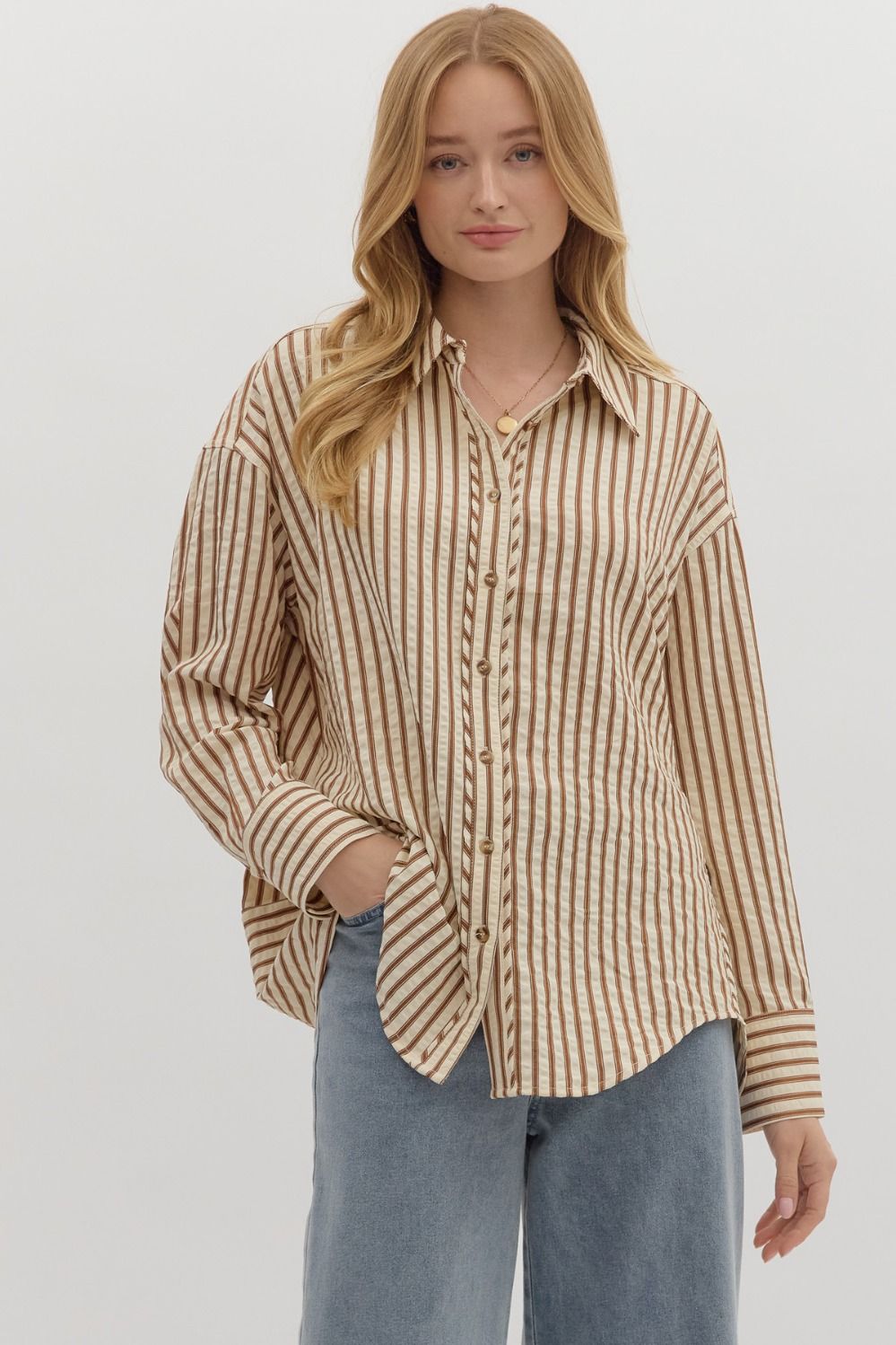 Textured Striped Pattern Long Sleeve