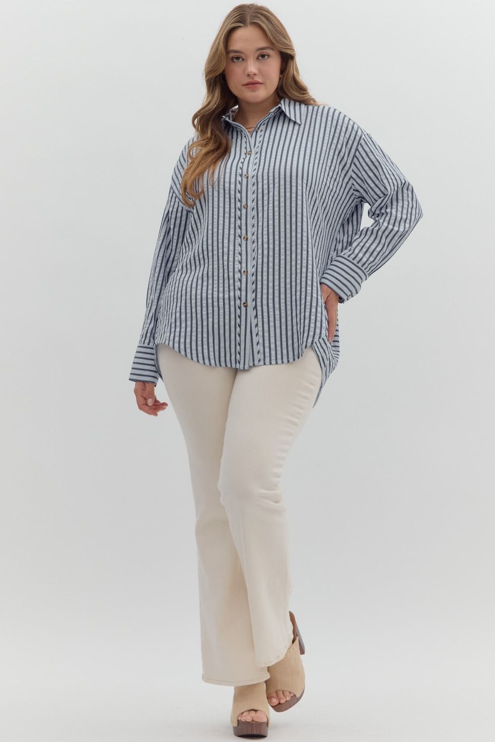Textured Striped Pattern Chambray