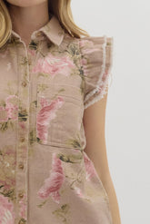 Latte Floral Denim Button Down