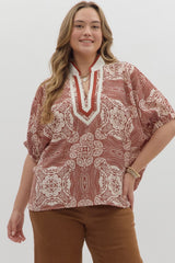 Multi-Pattern Dolman Sleeve Top