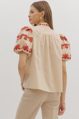 Solid V-Neck Band Collar Pullover