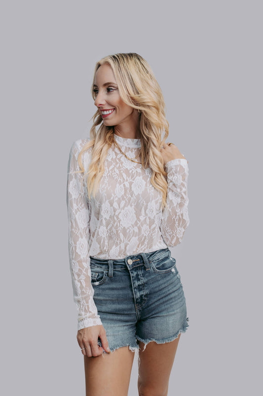 Roses Lace Top- White