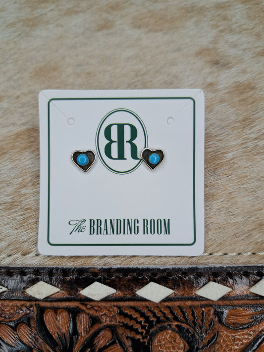 Turquoise Heart Stud Earrings