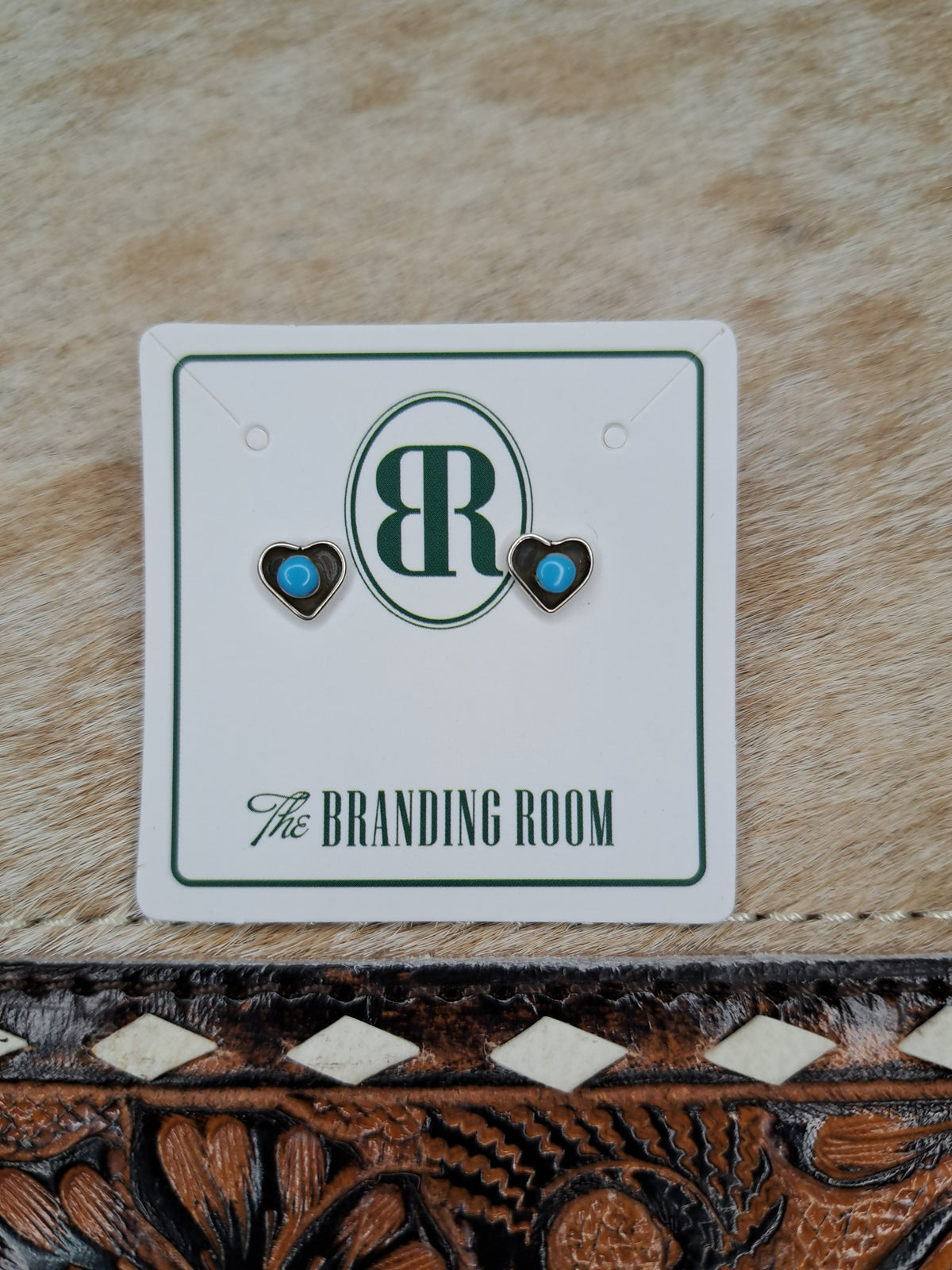 Turquoise Heart Stud Earrings