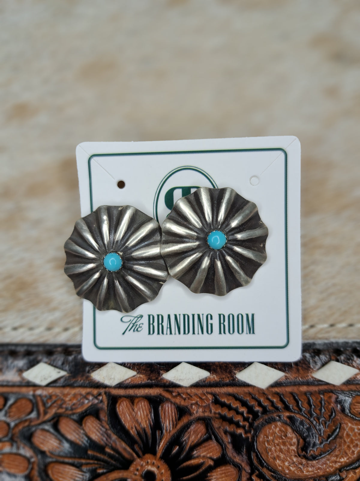 Turquoise Flower Stud Earrings