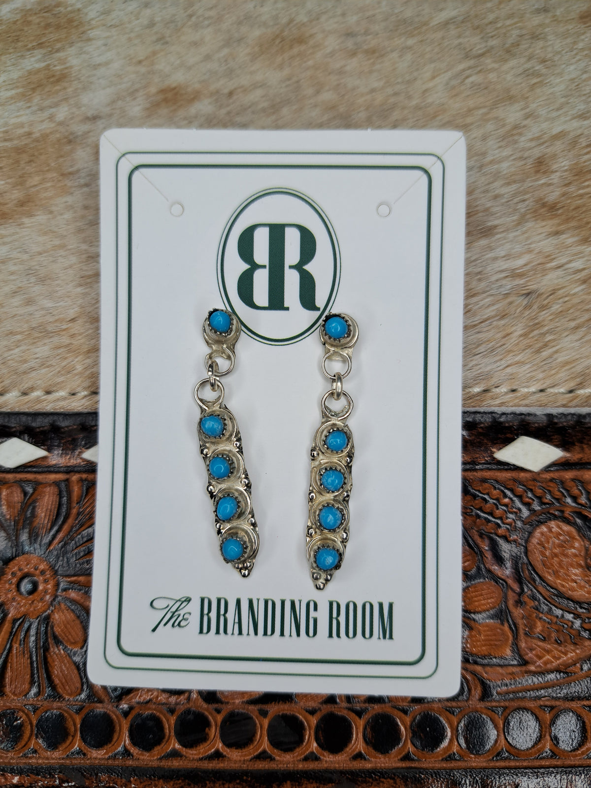 Turquoise 5 Stone Dangle Earrings