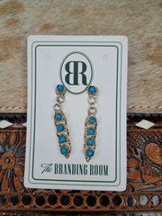Turquoise 5 Stone Dangle Earrings
