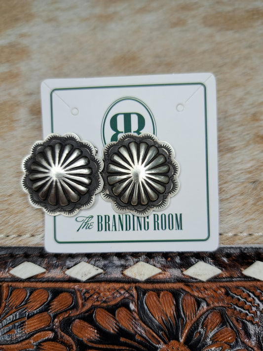 Sterling Silver Concho Earrings