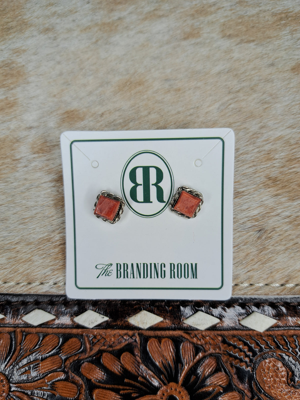 Sterling Silver Red Stone Stud Earrings