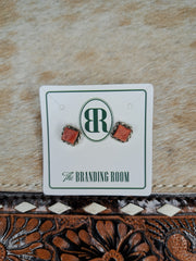 Sterling Silver Red Stone Stud Earrings