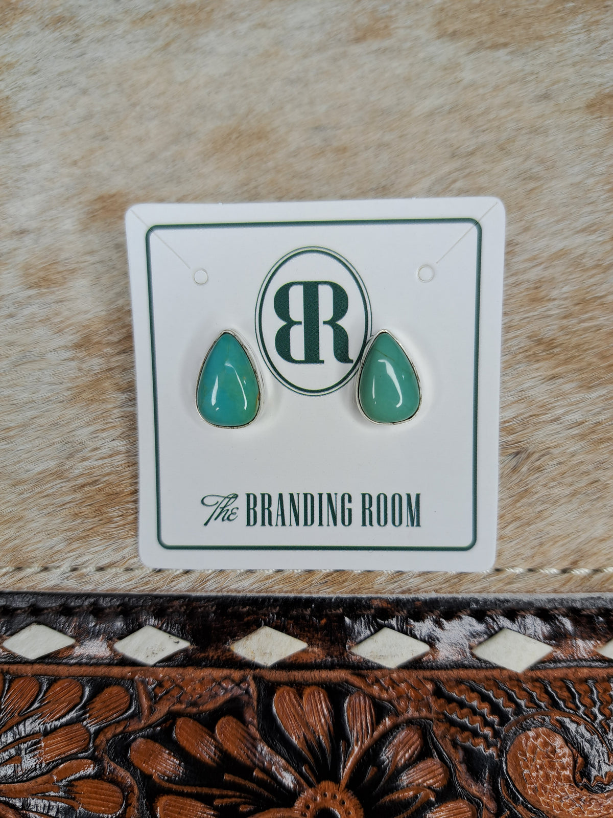 Sterling Silver Turquoise Tear Drop Stud Earring 3.0