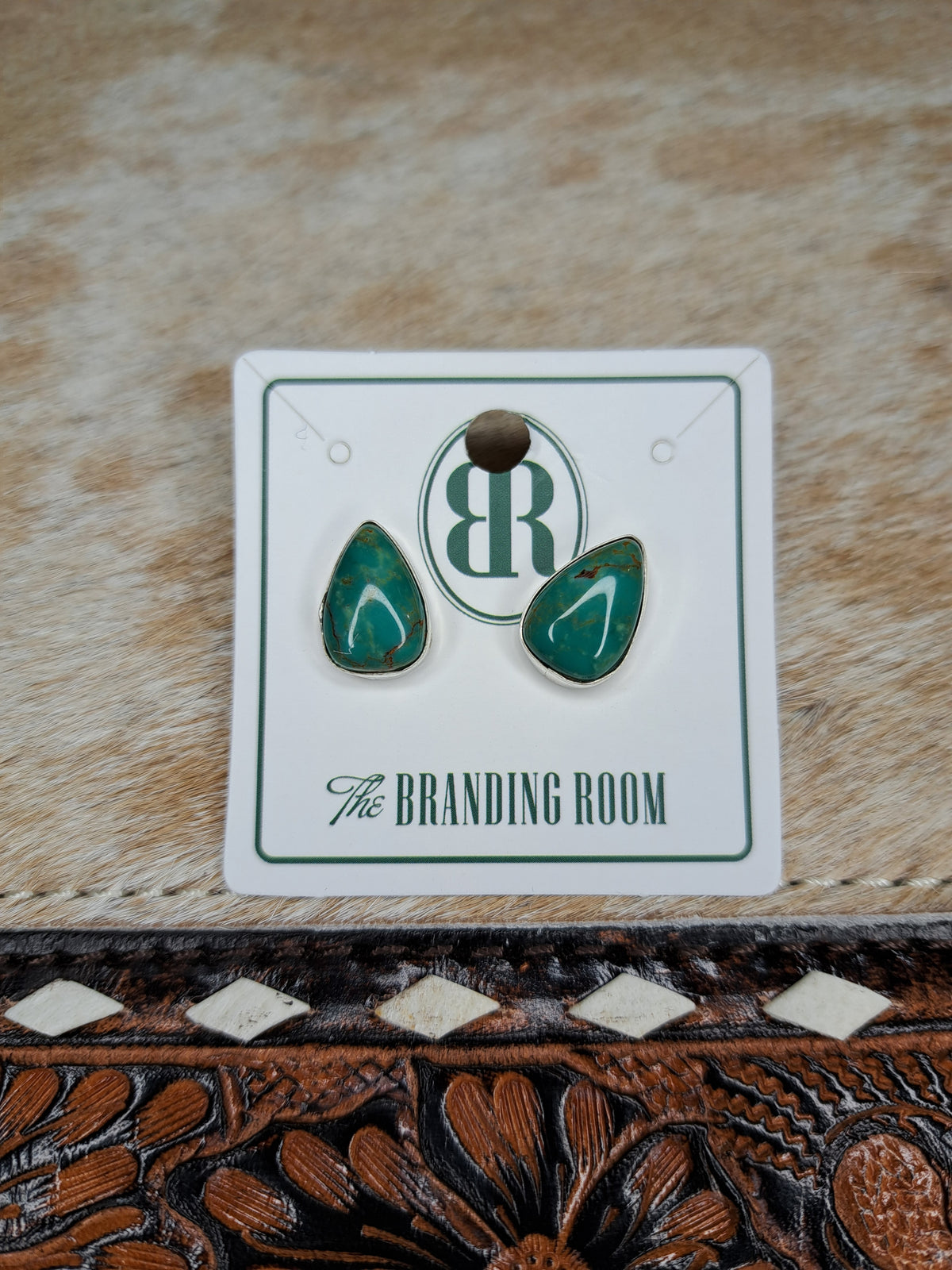 Sterling Silver Turquoise Tear Drop Stud Earring 1.0