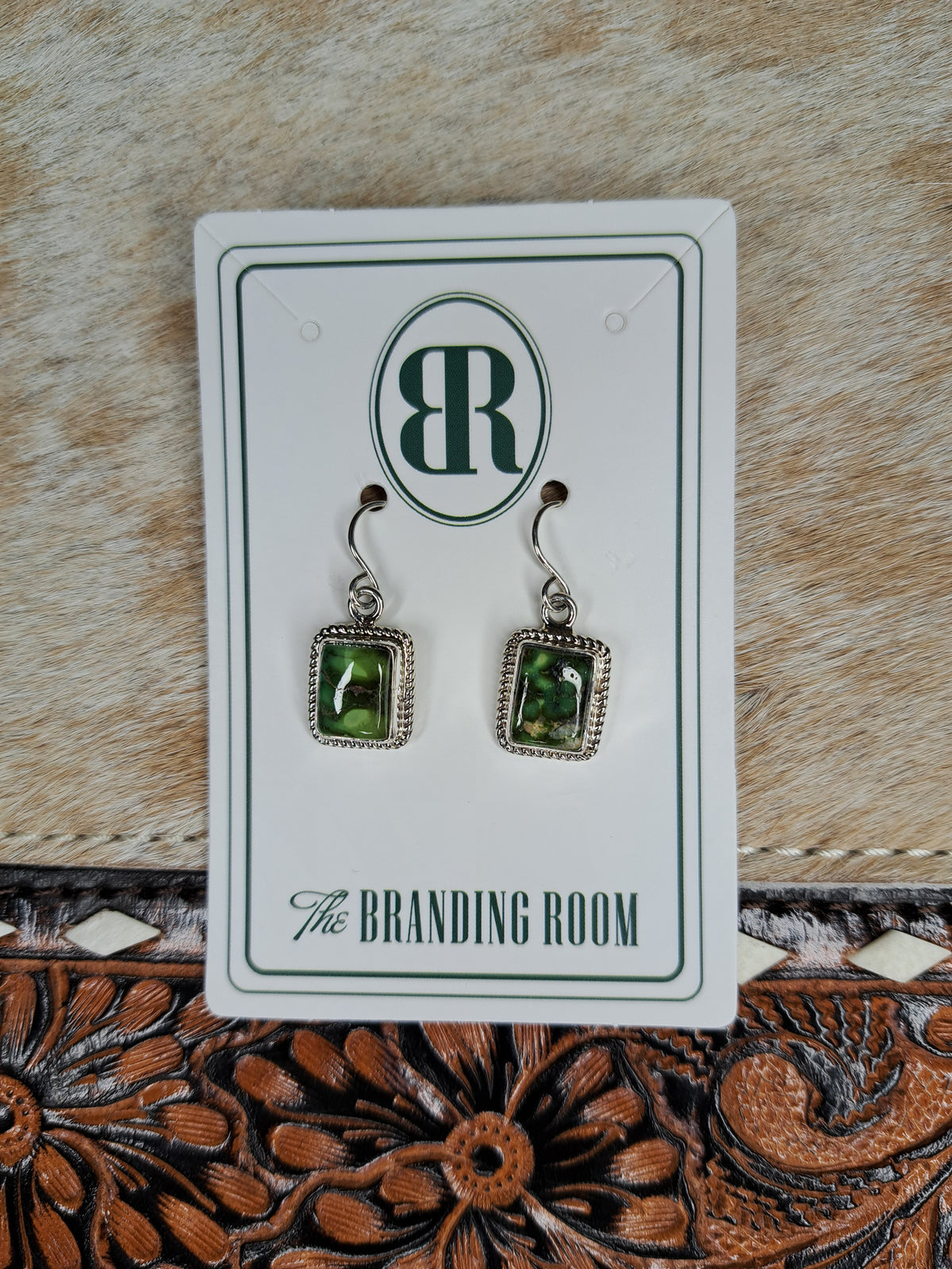 Sterling Silver Green Turquoise Stone Dangle 1.0