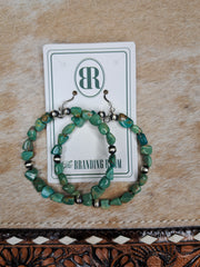 Sterling Silver Green Turquoise Loop Earrings