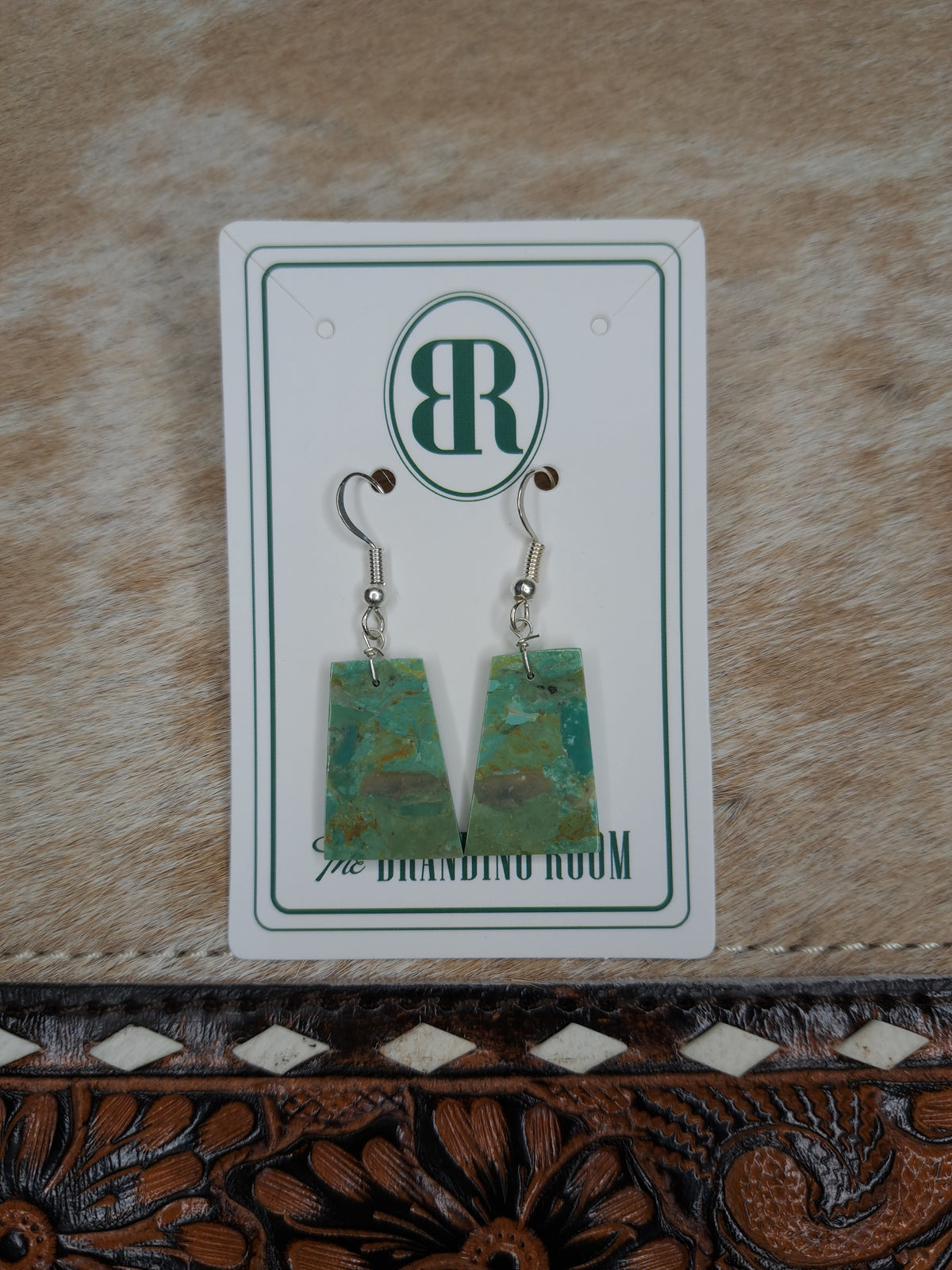 Sterling Silver Oblong Turquoise Earrings