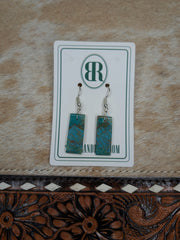 Sterling Silver Rectangle Turquoise Earrings