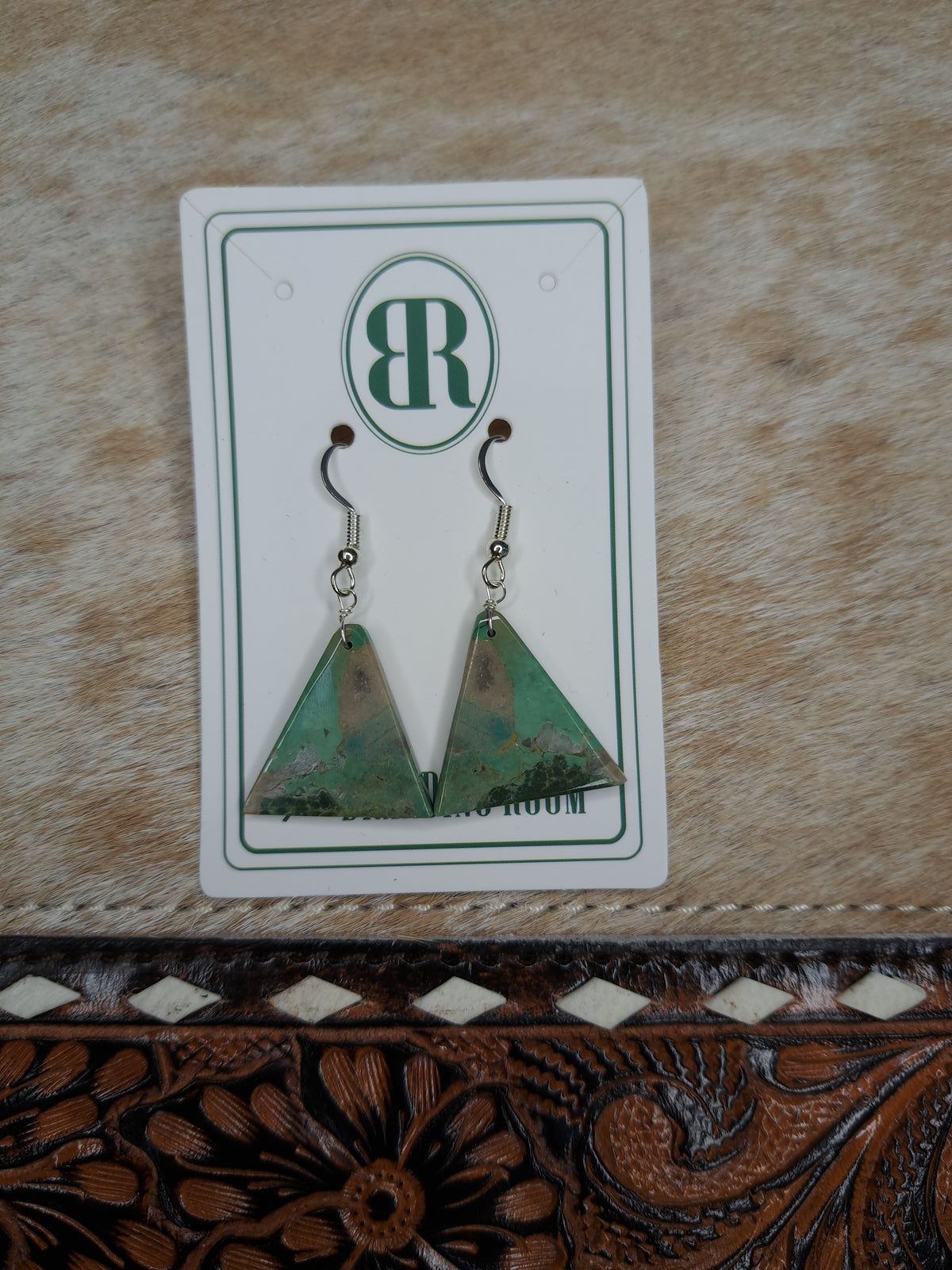 Sterling Silver Triangle Turquoise Earrings