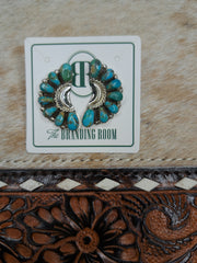 Sterling Silver Half Moon Turq Earrings 2.0