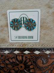Sterling Silver Turquoise Floral Earrings 4.0