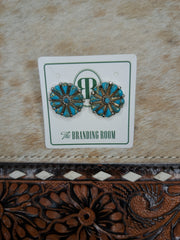 Sterling Silver Turquoise Floral Earrings 2.0