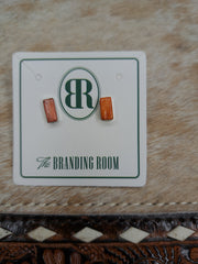Sterling Silver Orange Bar Studs