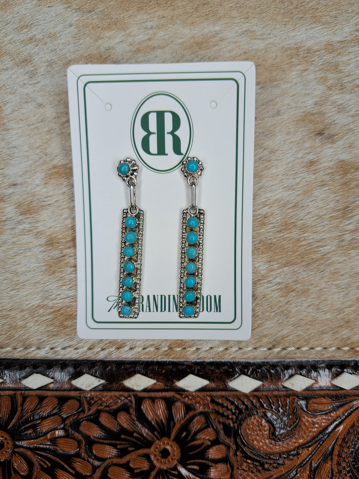 Turquoise 8 Stone Dangle Earrings