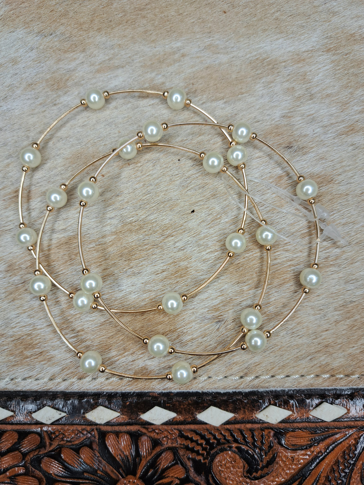 Pearl & Gold 3 Piece Bracelet