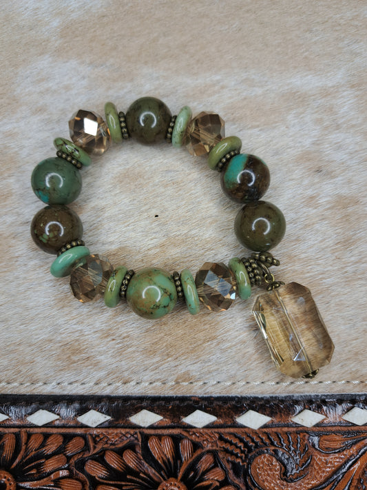 Chunky Turquoise & Crystal Bracelet