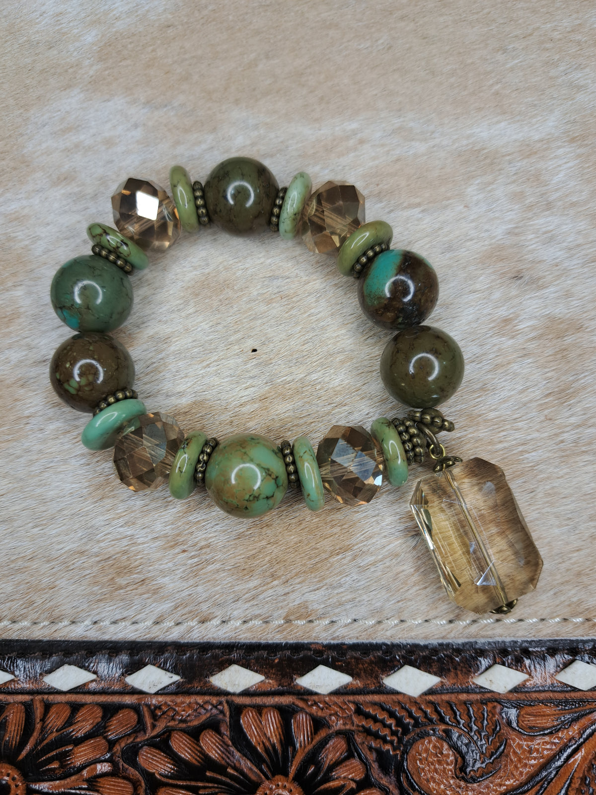 Chunky Turquoise & Crystal Bracelet