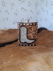 8 oz Flask- Cowhide Flask 4