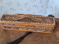 TOOLED LEATHER BRACELET JEWELRY CASE 3